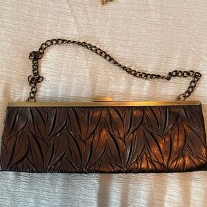 Jessica McClintock Bronze Clutch with Chain Strap